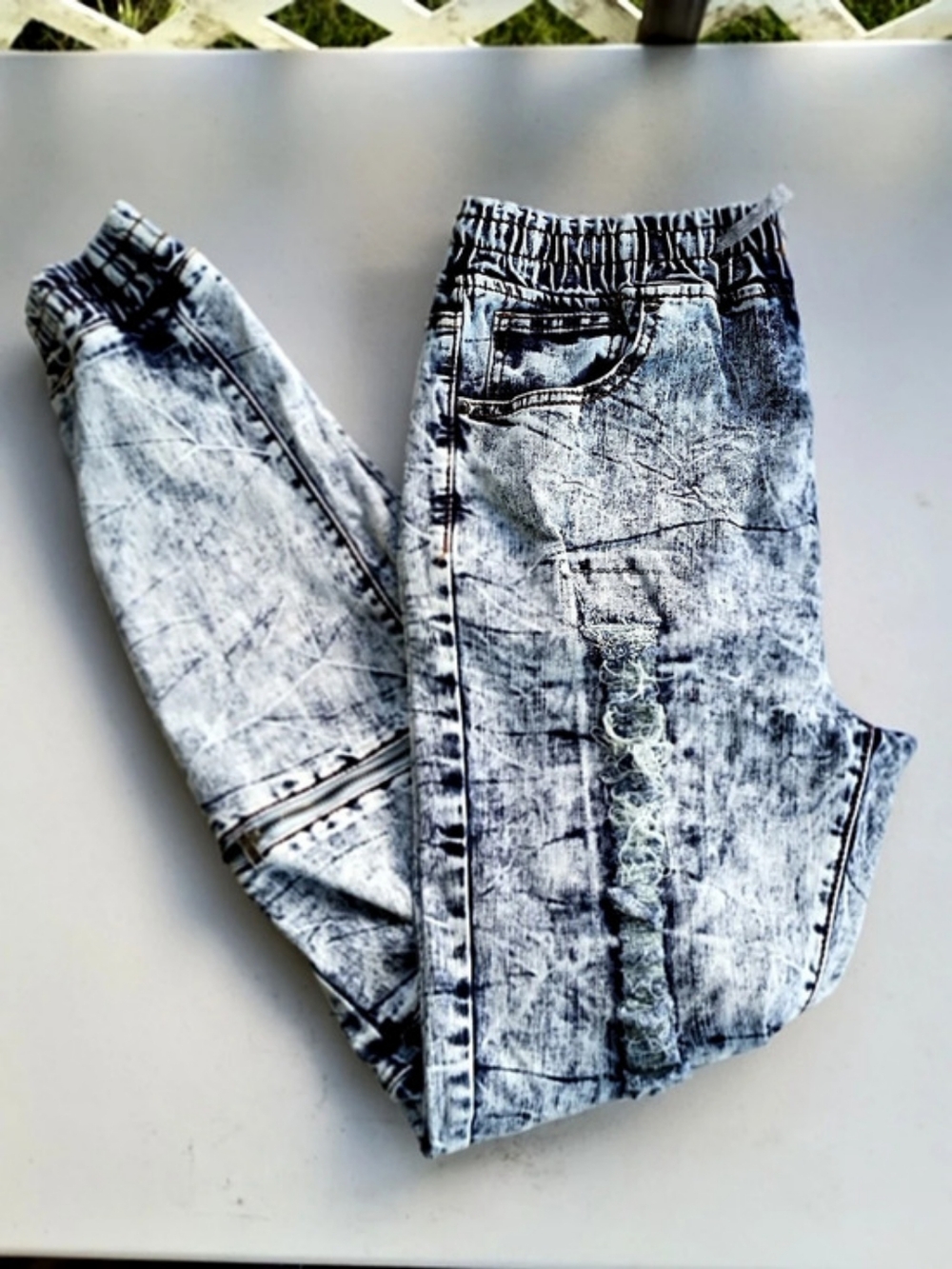 CJ Black Mens acid Wash Denim Jogger Pants Large